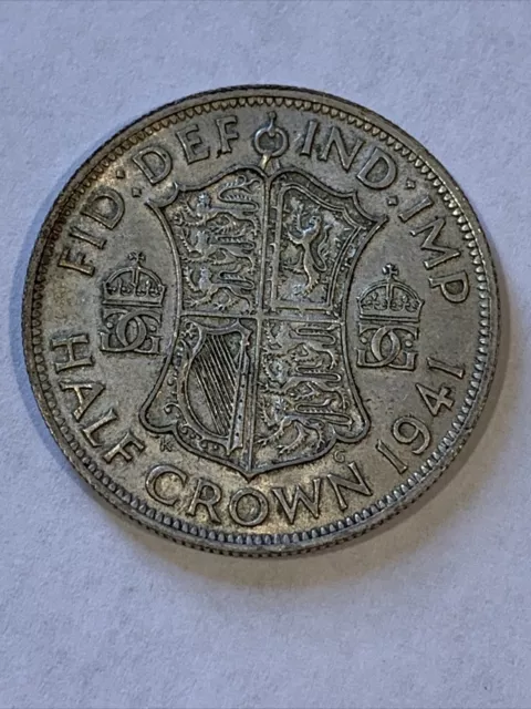 Great Britain 1941 Half Crown 0.50 Silver Coin  George Vi