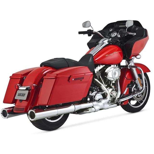 Vance & Hines Hi-Output Slip-On Mufflers Chrome FLHT, EFI FLHR, FLHR