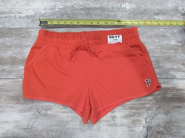 Shorts sweat pink victoria secret SIZE Medium*28 INCH WAIST EUC POCKETS orange