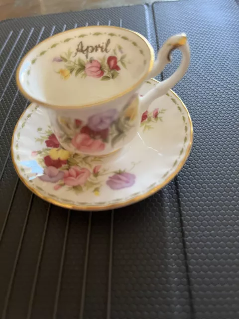 Vintage Royal Albert April birthday tea cup and saucer set 1994  NB