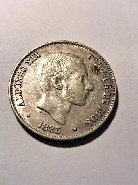 1885 Philippines 50 Centavos Silver VF #19411