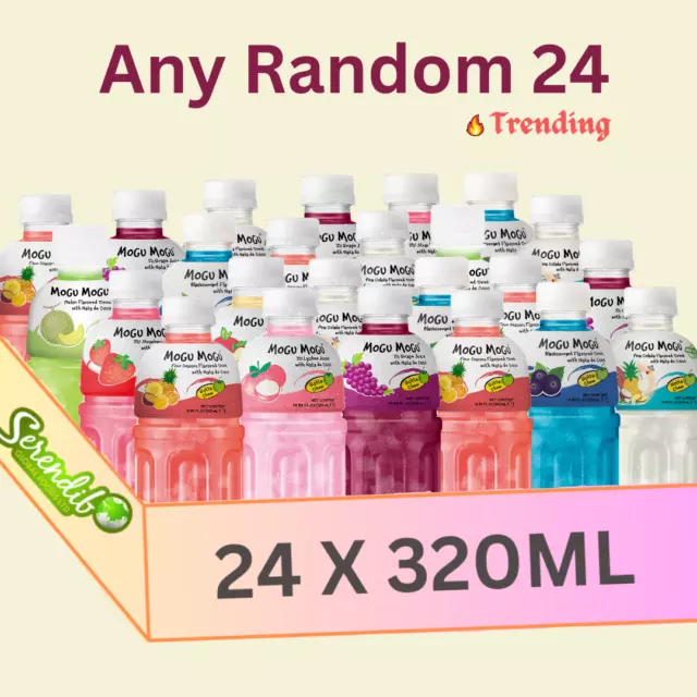 Mogu Mogu Fruit Juice 320ml with Nata De Coco Any Random 24Bottles Assorted Pack