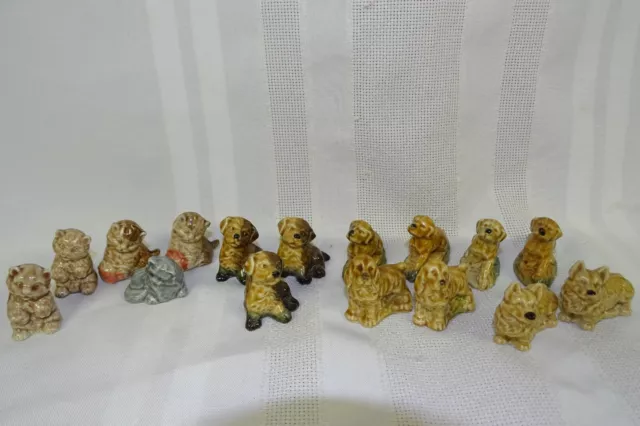 Vintage Lot Wade Figurines Dogs Puppies Kittens 16 pcs