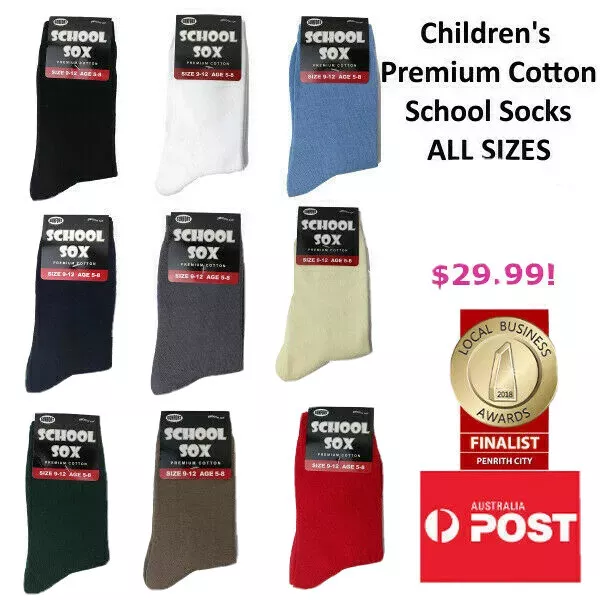 Children's School Socks Premium Cotton Kids Crew Socks 7x PAIRS FOR $29.99!