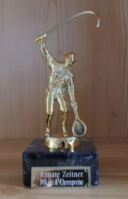 1 Angeln Figur aus Metall Made in Germany mit Gravur Angler (Pokal Freizeit )