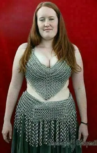 Medieval Chain Mail Aluminium Butted Bra & Skirt Knight Armour