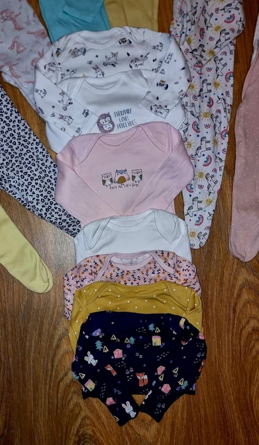 #43 Huge Bundle Of Baby Girls Sleepsuits Vests Bodysuits Pjs Age 6-9 Months 6