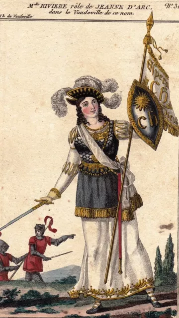 Portrait XVIIIe Théâtre de Vaudeville Melle Rivière Rôle de Jeanne D'arc 1813