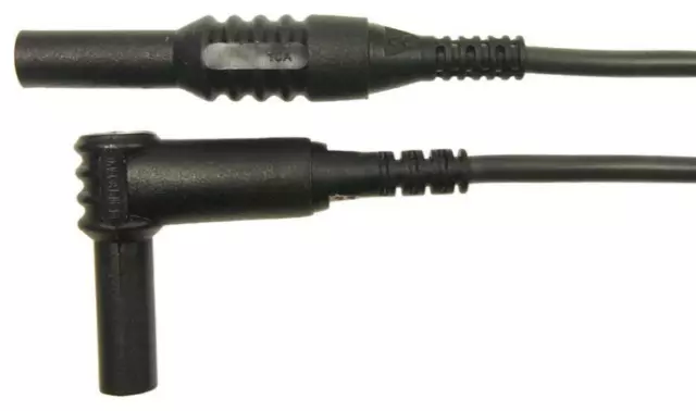 4mm Right-Angled Banana Plug to Banana Plug Leads Black 10A 1kV 1.5m MP002198