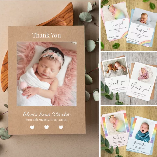 Personalised Thank You Cards, Baby Boy or Girl Birthday Christening (B3)