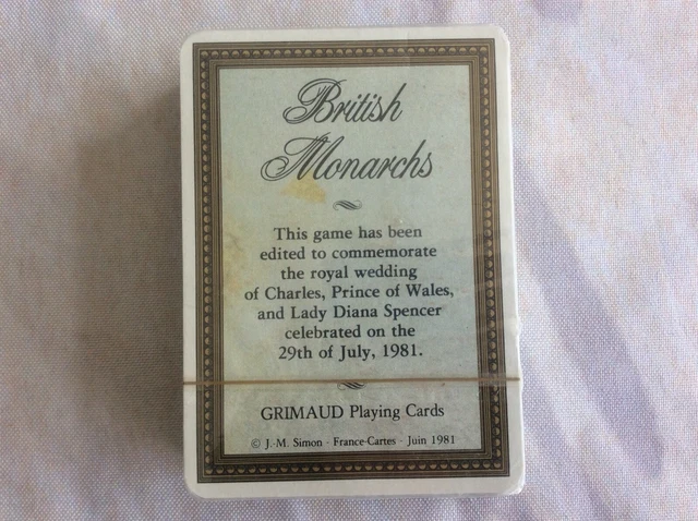 Jeu De 54 Cartes British Monarchs Grimaud Playing Cards 1981 France Sous Blister
