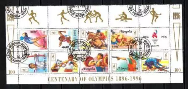 Jeux Olympiques été Mongolie 1996 (19) Yvert n° 2086 à 2094 oblitérés used