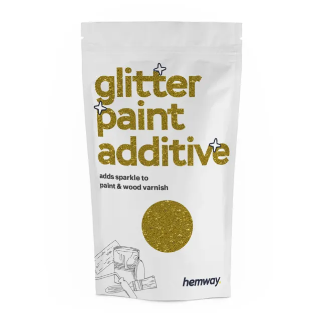 Hemway Gold Glitter Paint Additive Crystals for Emulsion Walls Wallpaper Sparkle