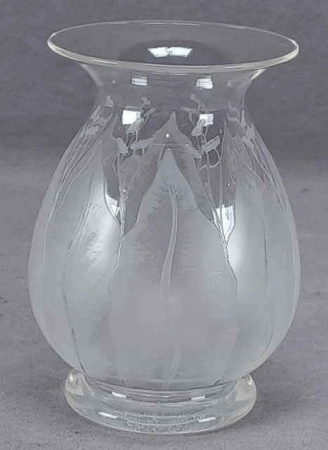 Dorflinger Kalana Lily Acid Etched 4 1/2 Inch Small Glass Vase Circa 1918-1919