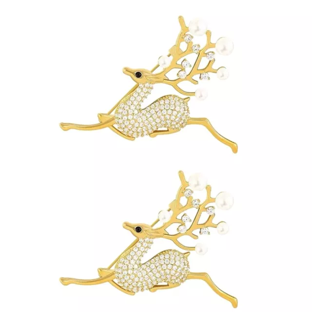 Set of 2 Alloy Christmas Elk Brooch Miss Women Clothes Decoration