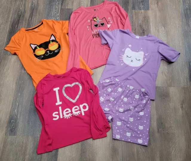 Lot of 4 (14-16) OLD NAVY Gap Cat & Jack Pajamas Shirts Cat Theme NWOT Mixed Lot