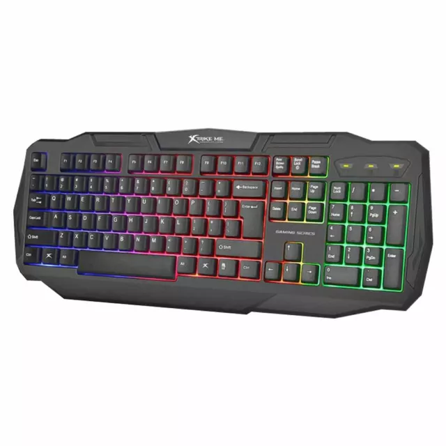 Xtrike USB Wired Gaming Keyboard Rainbow LED Backlit UK For PC Laptop PS4 Xbox