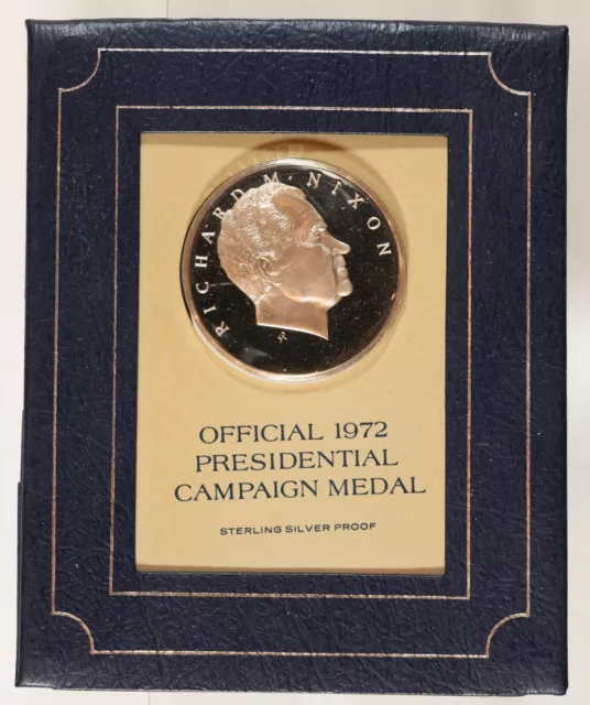 Franklin Mint 1972 Richard Nixon Presidential Campaign Medal   Sterling Silver