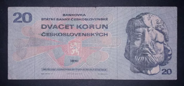 Czechoslovakia  20 korun banknote,1970year(normal condition)