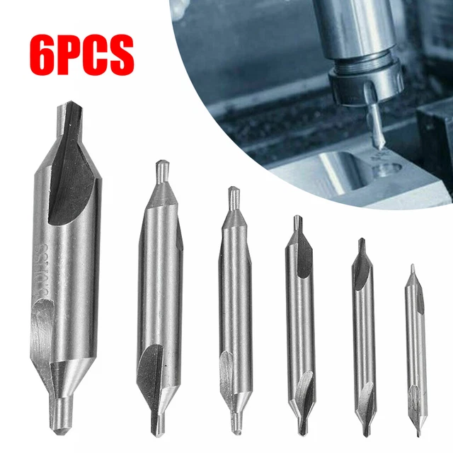 6Pc HSS Center Drill Bit 60 Degree Combined Countersink Spotting Drill Bits Set