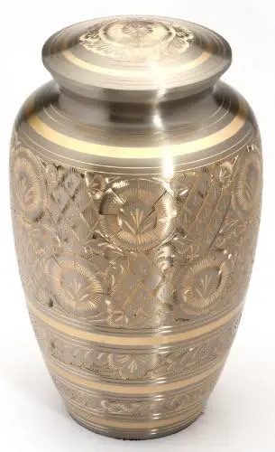 Urns UK 10-inch Brass Cremation Urn Adult Gloucester, Pewter