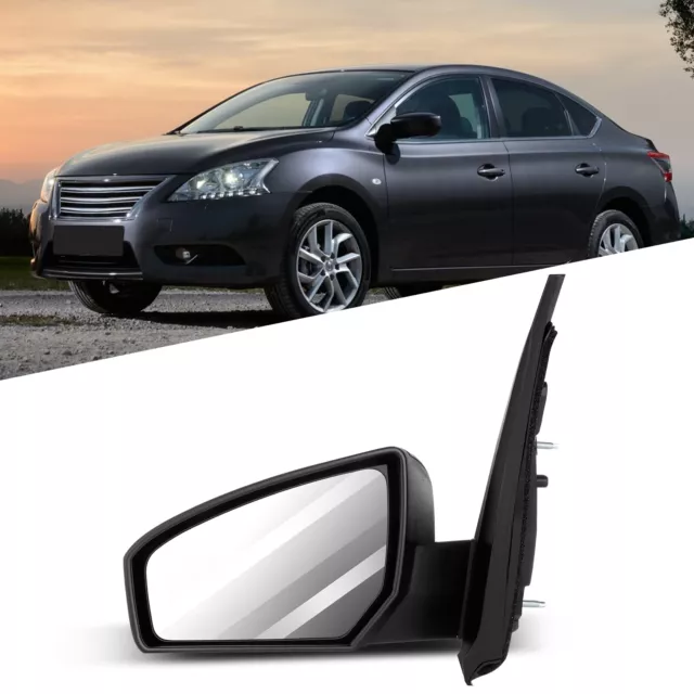 ✅ 07-12 For Nissan Sentra Black Power Side View Door Rear Mirror Left DRIVER