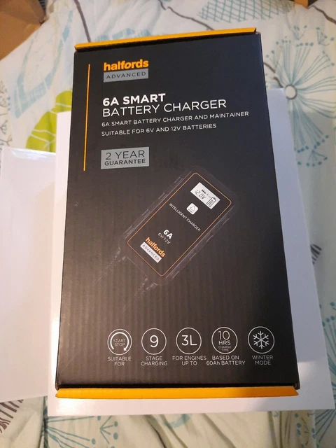 HALFORDS ADVANCED SMART Battery Charger 6A Cars Motorbikes 0.99