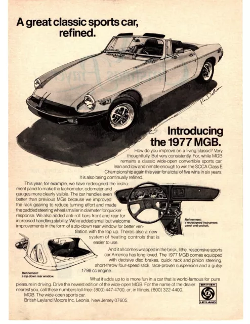 1977 MG MGB Convertible Sports Car SCCA Champion British Leylan Motors Print Ad