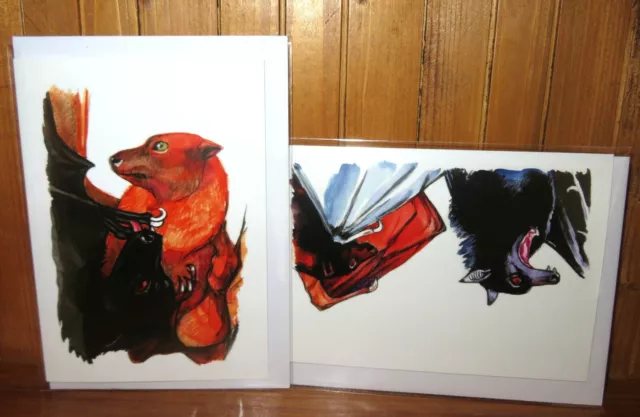 Mignon Chauve-Souris Carte de Vœux Anniversaire Cadeau Noir Gingembre Art