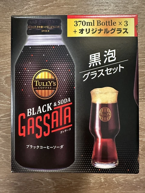 TULLY'S COFFEE JAPAN GASSATA BLACK & SODA 3 CAN SET w/GLASS *BRAND NEW