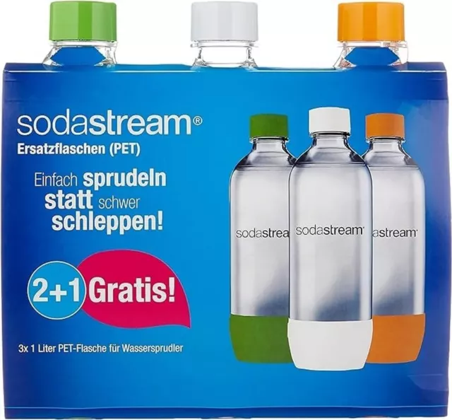 SodaStream Wassersprudler Pet-Flaschen Set 1L Kunststoff bruchfest 3er Pack