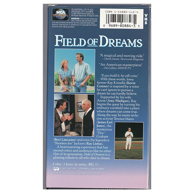 FIELD OF DREAMS (VHS, 1989) Kevin Costner – MCA Universal – Used £6.59 …