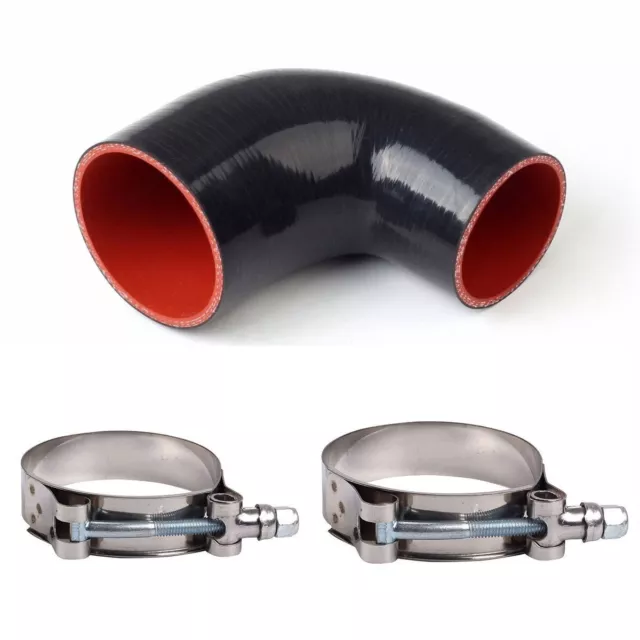 3 to 4 inch 90 Degree Elbow Black Silicone Coupler Reducer Pipe