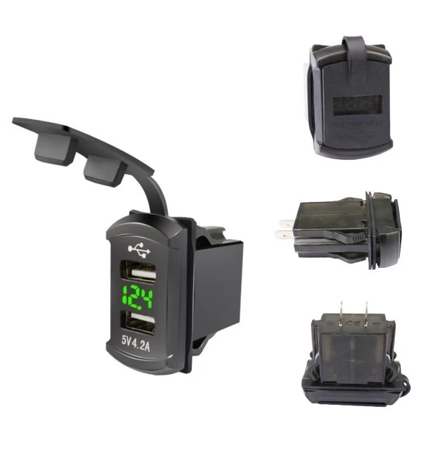 Prise de voiture 12 V double port chargeur USB panneau de montage voltmètre ave