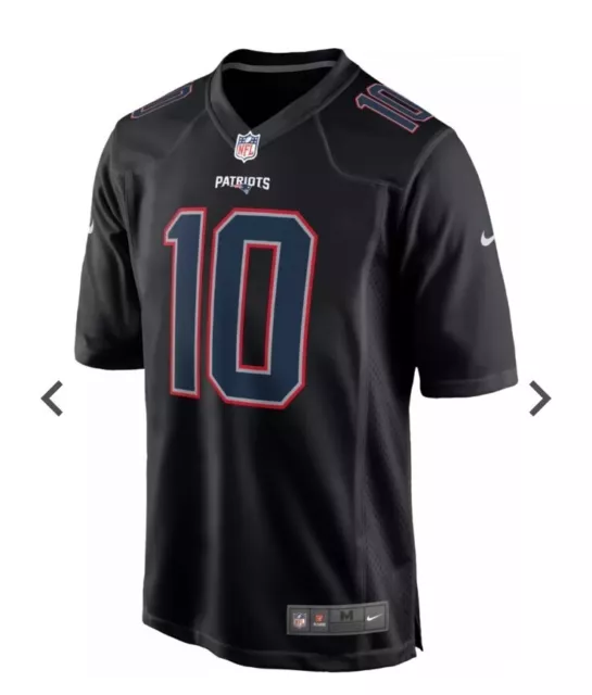 Camiseta deportiva oficial de los New England Patriots Mac Jones #10 Nike negra para jugador de la NFL L 2