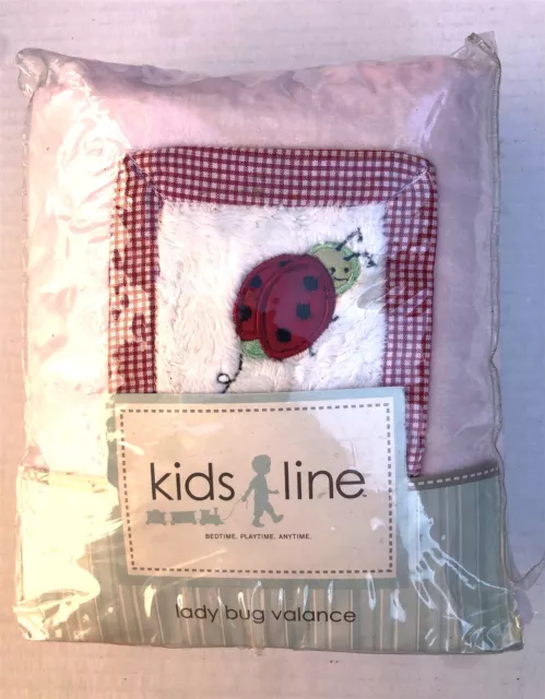 KidsLine Lady Bug Plush Valance Pink Red Green Appliques Embroidery 14 x 58"