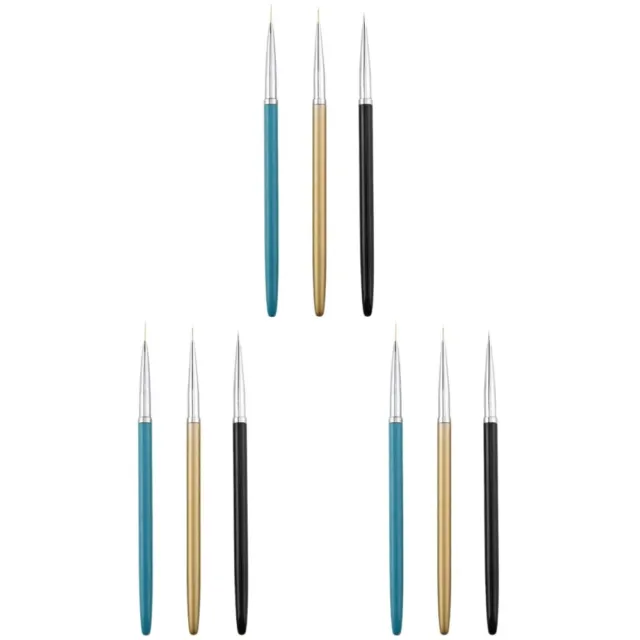 9 Pcs Liner Striping Bürste Nailart-Design-Pinsel Metall-Stab
