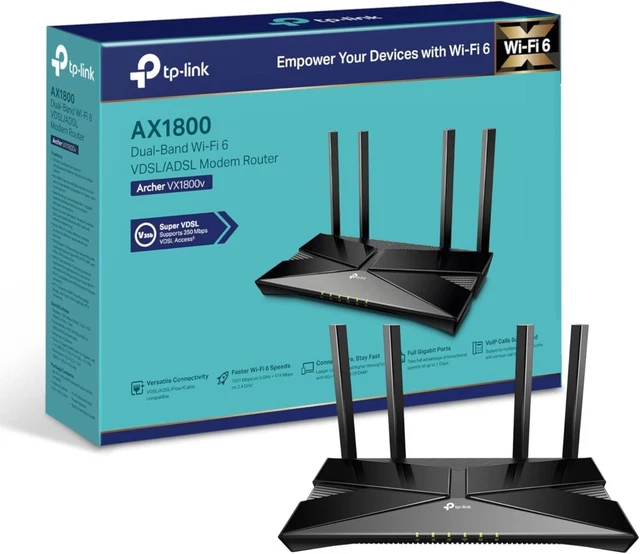 TP-Link Archer VX1800v AX1800Mbps DualBand Wi-Fi 6 Gigabit VDSLADSL Modem Router