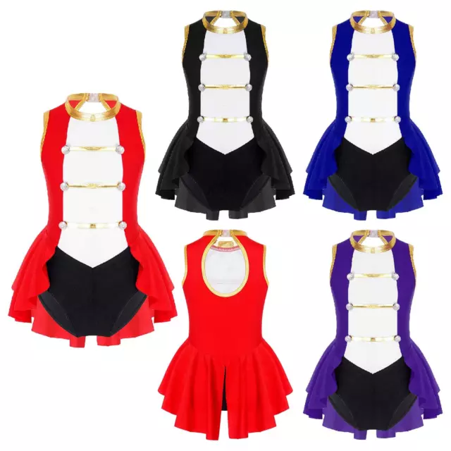 Girls Circus Ringmaster Costume Dance Leotard Halloween Party Fancy Dress up