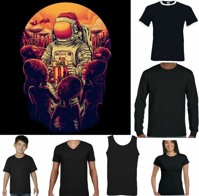 Natale T-Shirt Spazio Babbo Divertente Alieno Astronauta Film Claus Regalo di