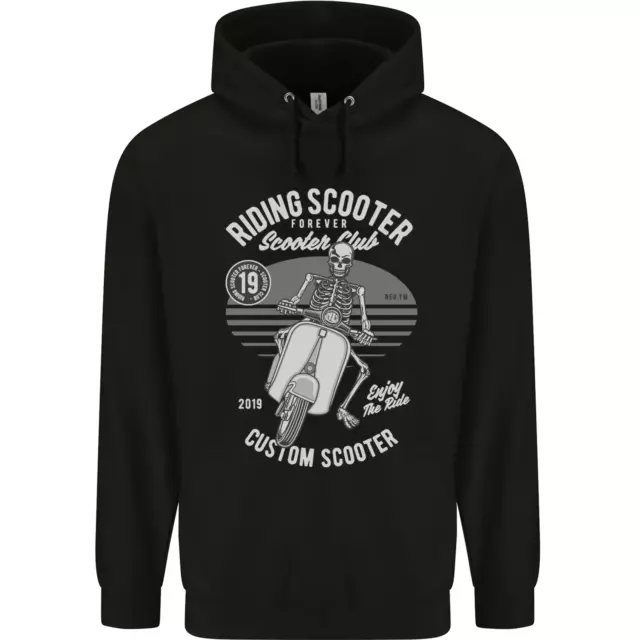 Scooter Club Motorbike Motorcycle Skull Mens 80% Cotton Hoodie