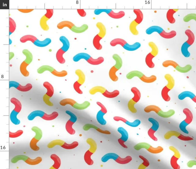 Candy Sweets Gummy Worm Sugar Tasty Sour Spoonflower Fabric by the Yard