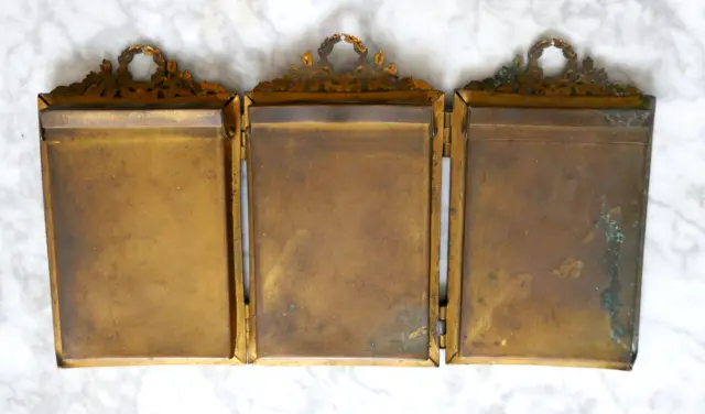19th Antique Vintage French LOUIS XV Picture Frame Bronze Triple Frame 2