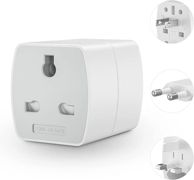 TRAVEL ADAPTER WORLDWIDE Plug 3 in 1 International Socket Compact size ...