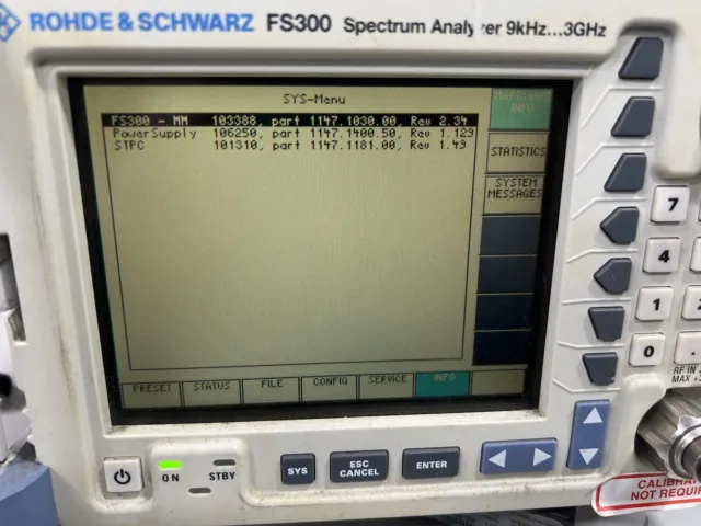 Rohde & Schwarz FS300 9 KHZ Pour 3 GHZ Spectre Analyseur 1147.0991.03 2