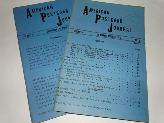 2 - American Postcard Journals - Sept. Oct. 1975 and 1976