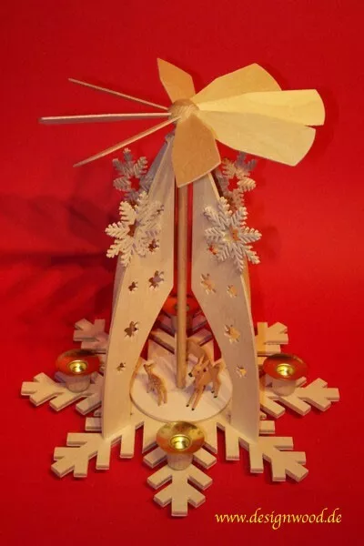 Laubsägevorlage Weihnachtspyramide Pyramide Schneekristall 30cm hoch