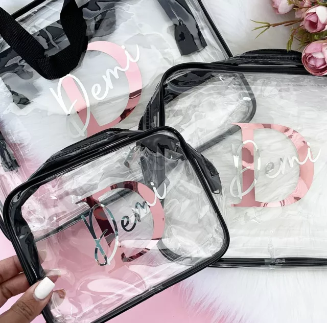 Personalised Makeup Clear Toiletry Cosmetic Bag Transparent Set PVC Bags Travel