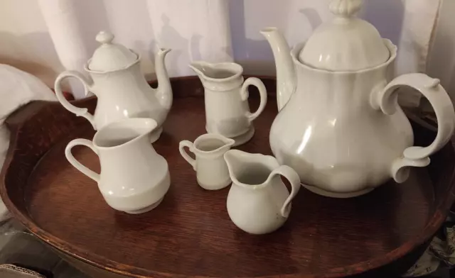 Service à café et thé + 4 verseurs porcelaine blanche WUNSIEDEL BAVARIA  vintage