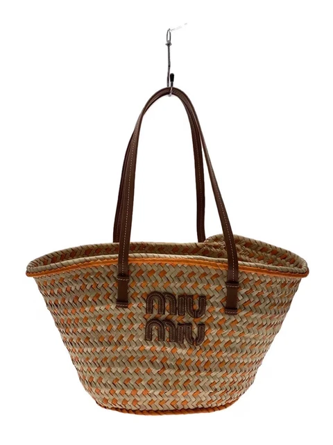 MIU MIU MIU Palmetto Tote Bag Tote Bag beige Logo $1,870.19